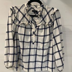 J. Crew Women’s Cozy Flannel Top s Ruffles- Size XS